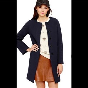 J.CREW DOUBLE CLOTH WOMENS COLLARLESS BLACK ELEGENT TRENCH COAT